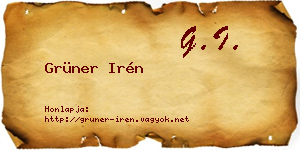 Grüner Irén névjegykártya